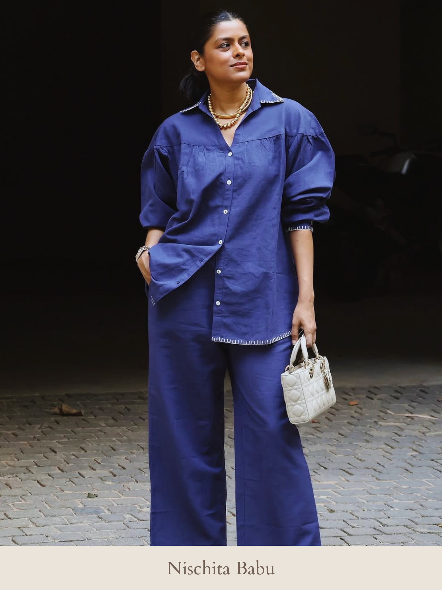 Premium Linen Co-ord Set in Navy Blue