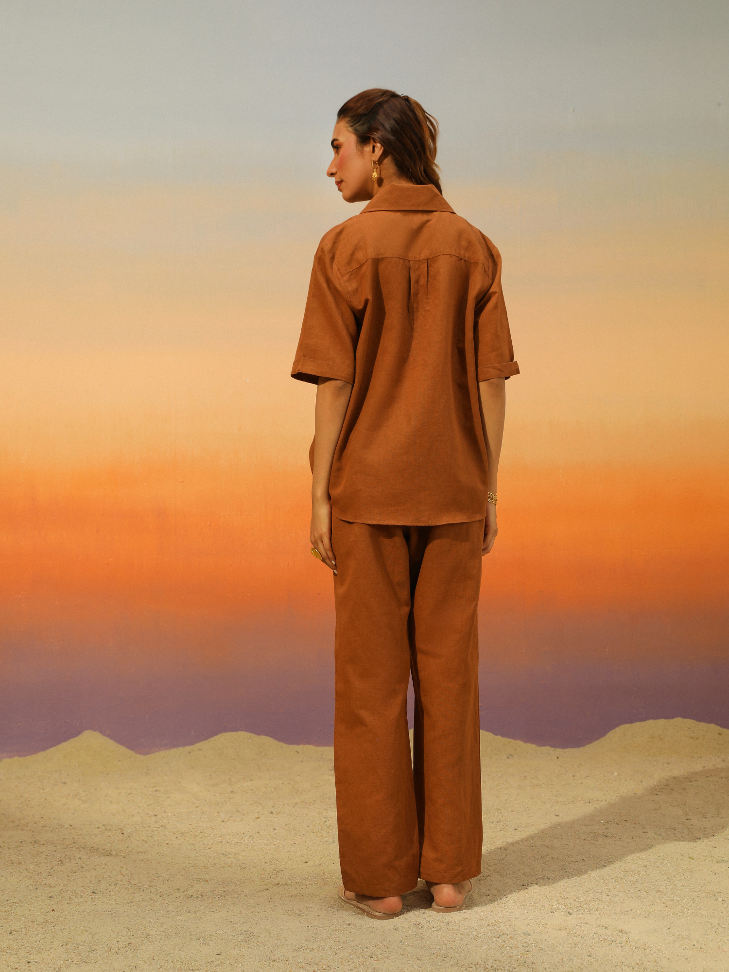 Cookie Linen Co-ord Set in Cocoa