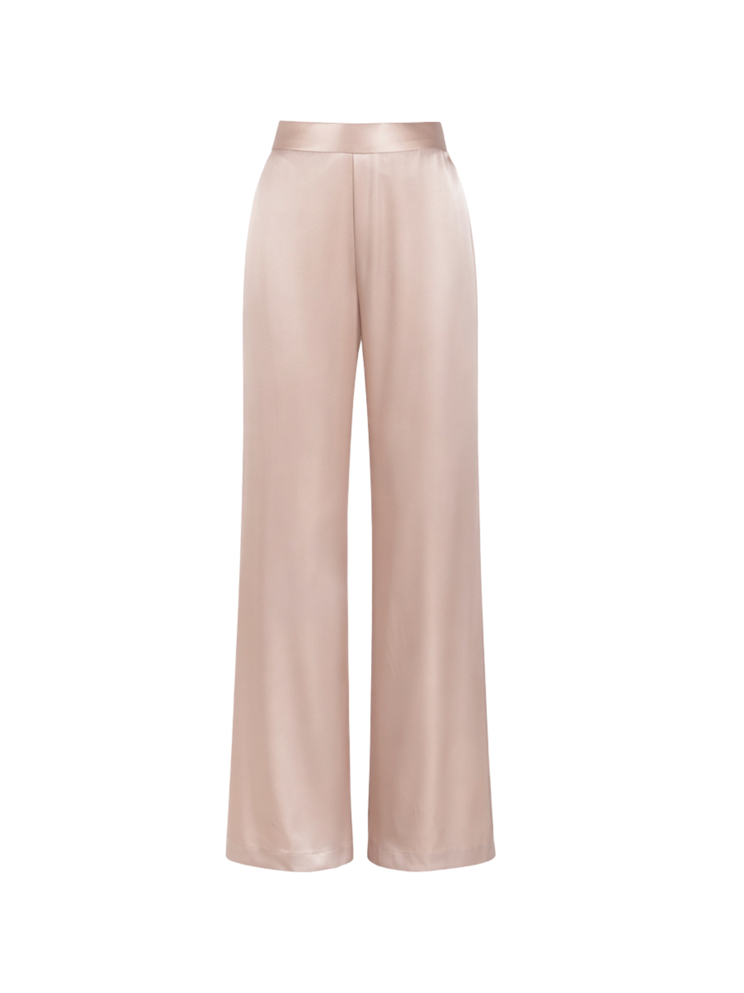 Satin Flowy Pants in Silver Taupe