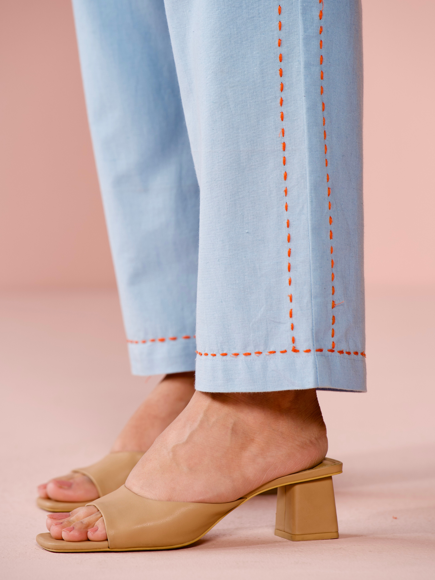Drift Linen Blend Co-ord Set with Pants in Powder Blue