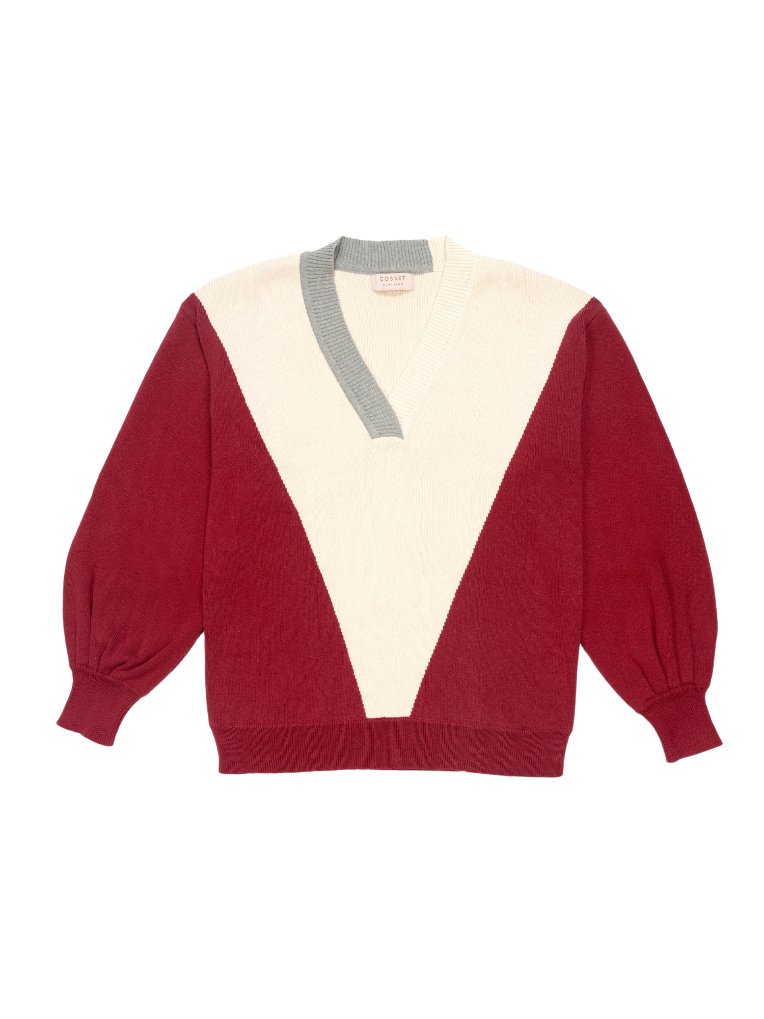 Carrie Woolen V Neck Sweater with Knitted Pants in Maroon