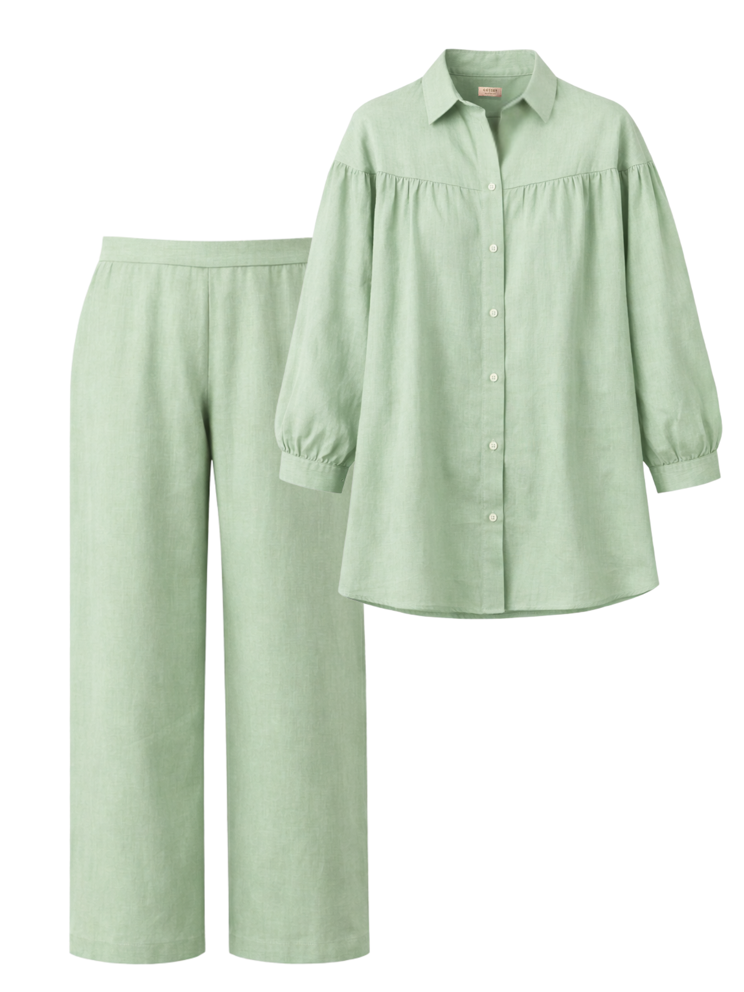 Shop Premium Linen Co-ord Set in Sage Green for Women