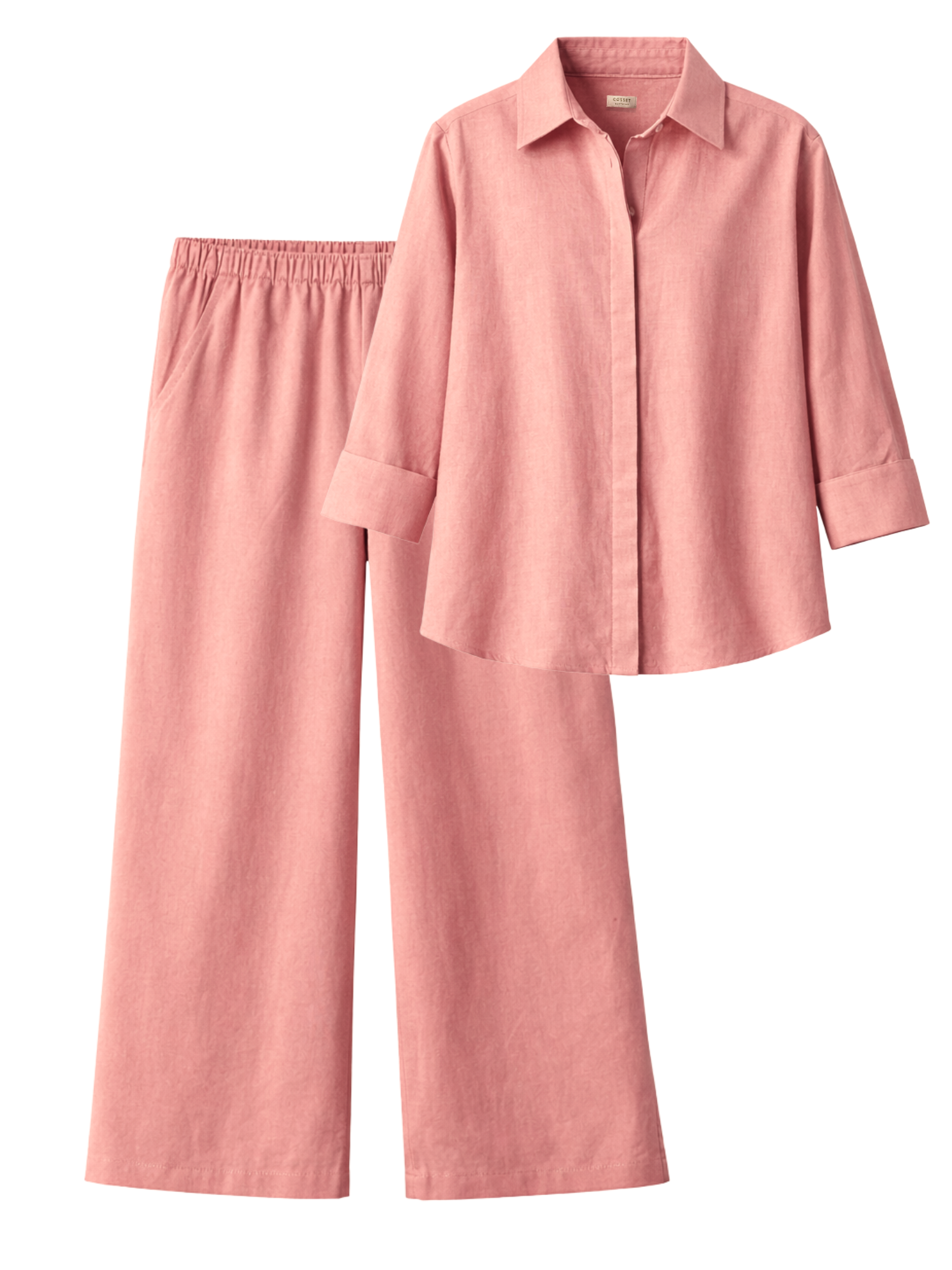 Linen Coord Set with Pants in Rose