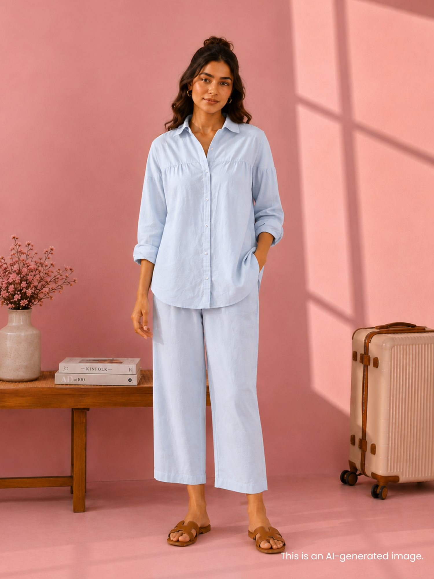 Premium Linen Co-ord Set in Powder Blue