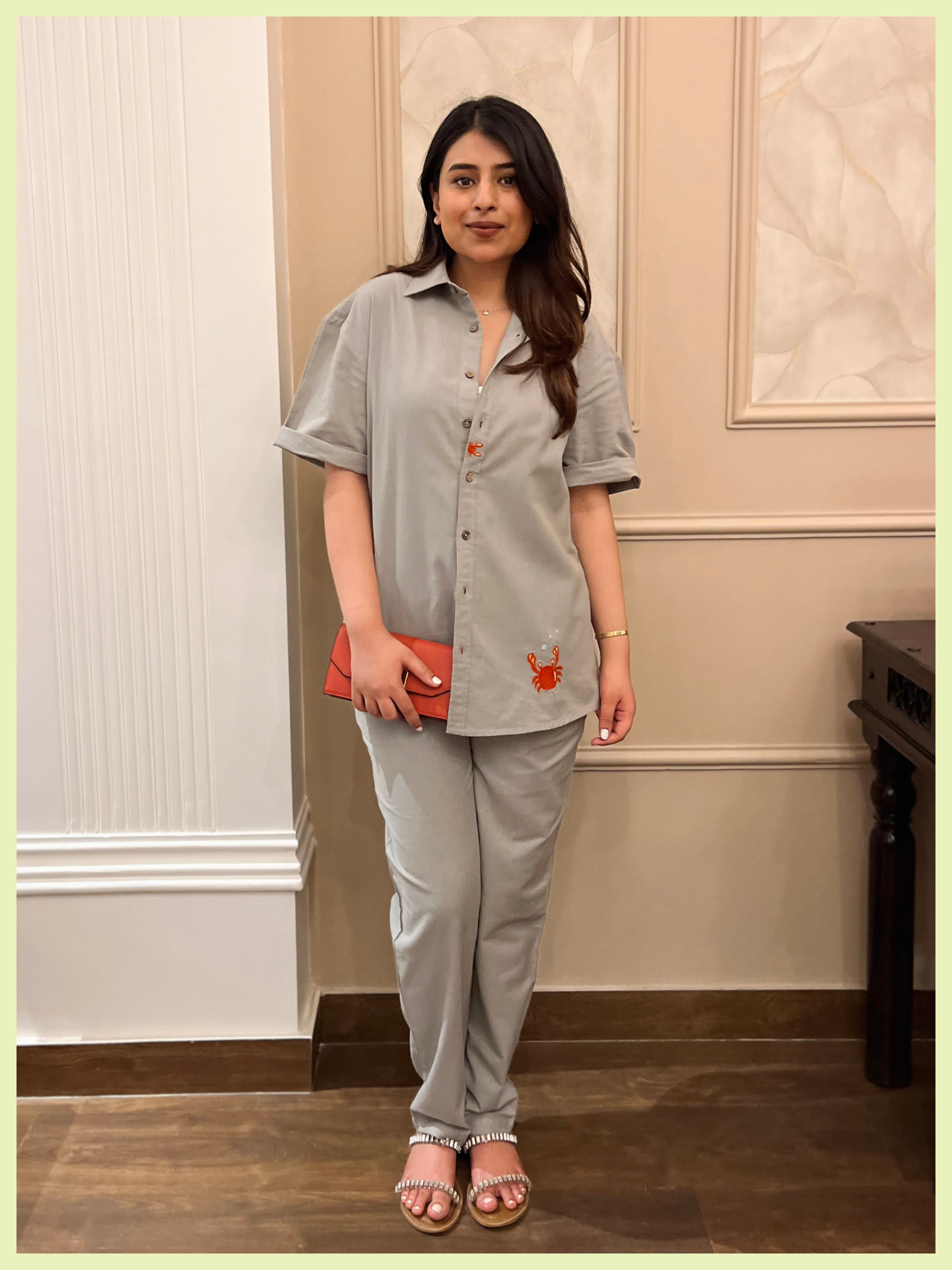 Linen Blend Pants in Stone Grey