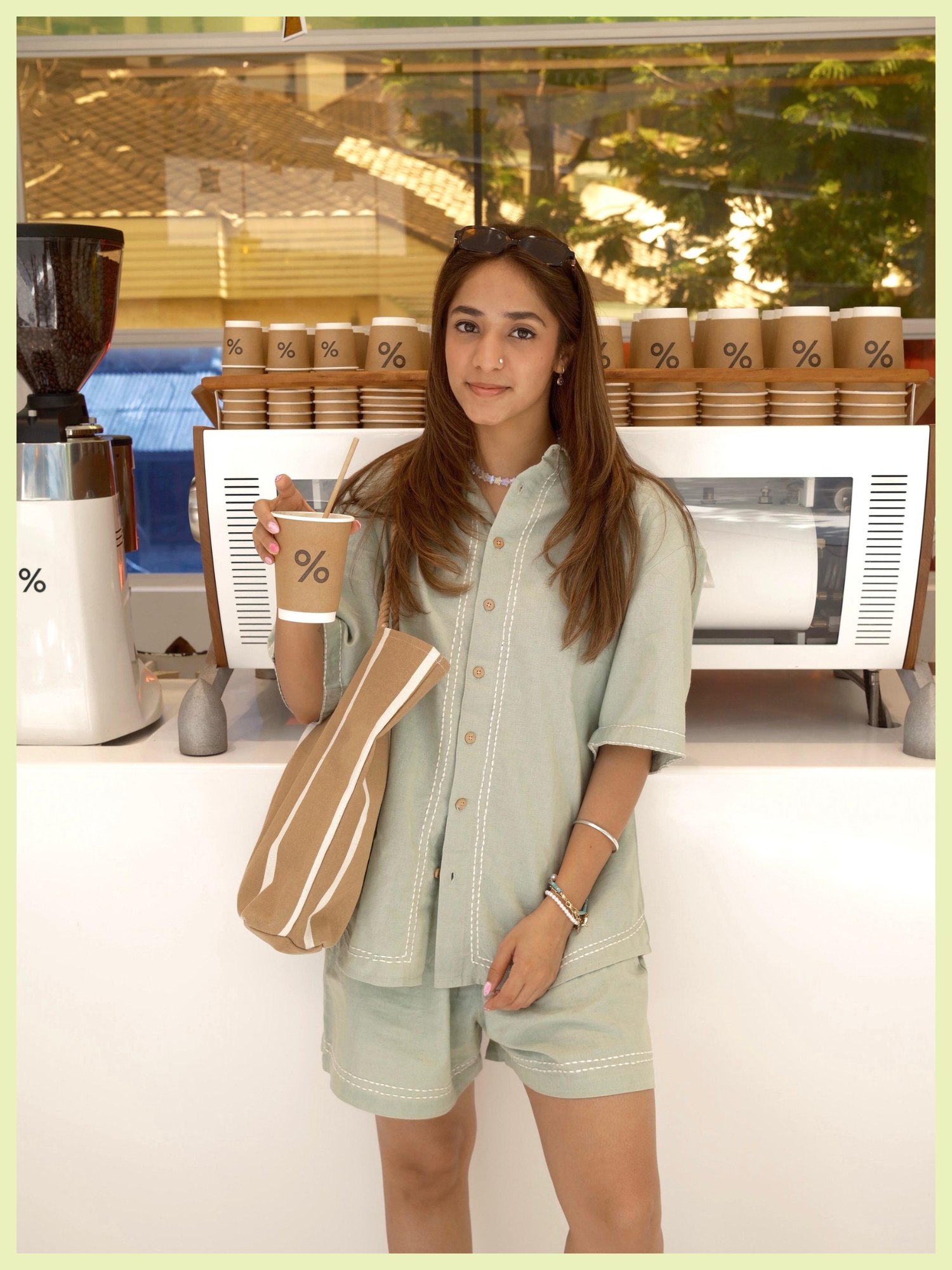 Drift Linen Co-ord Set with Shorts in Sage Green