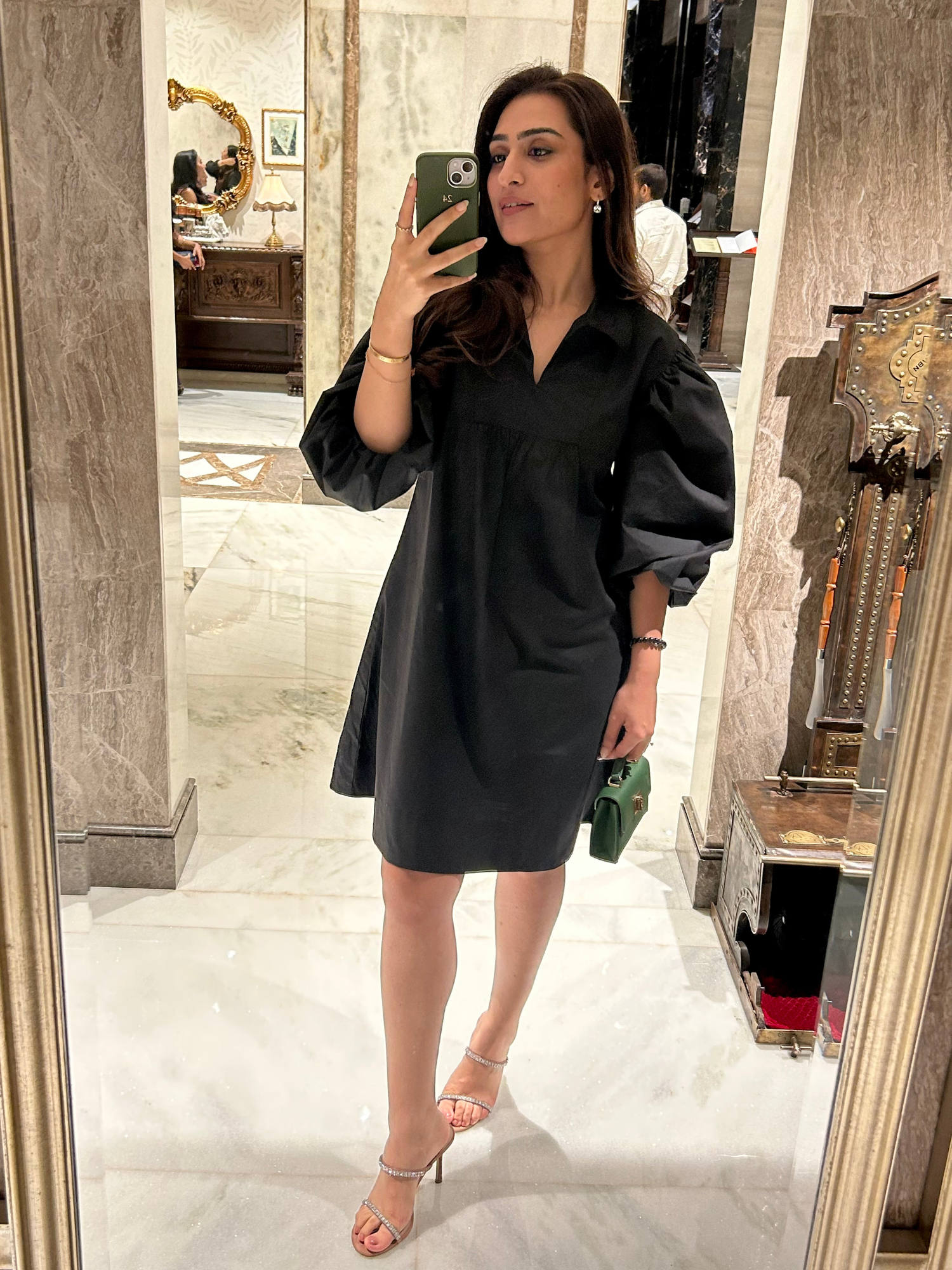 Aperol Poplin Dress in Charcoal