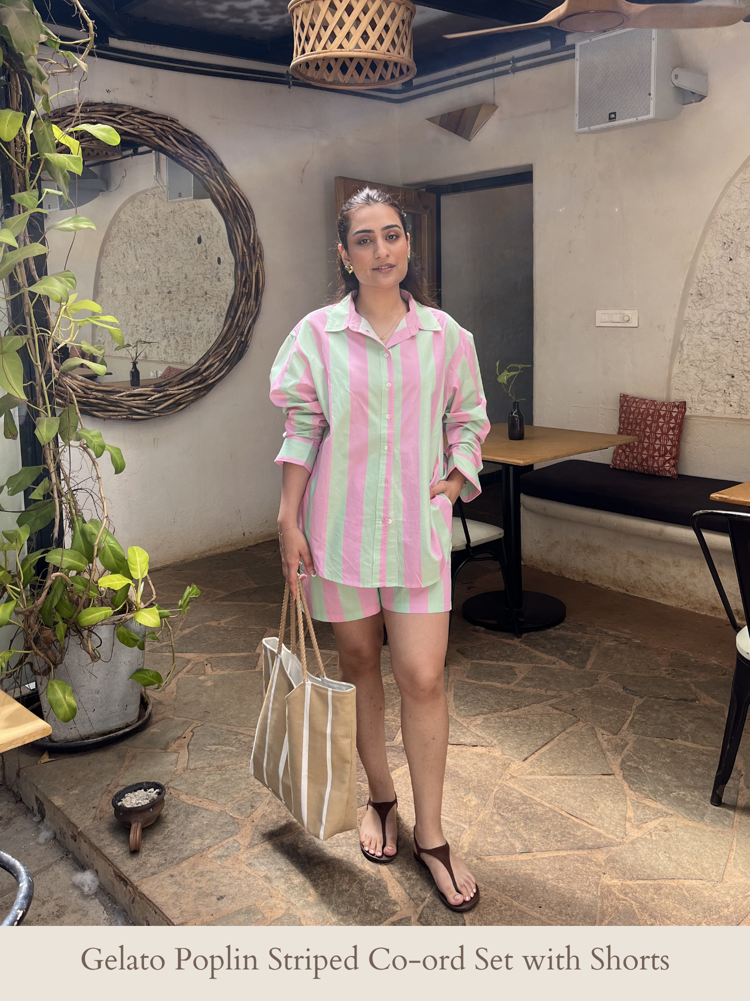 Gelato Poplin Striped Co-ord Set with Shorts