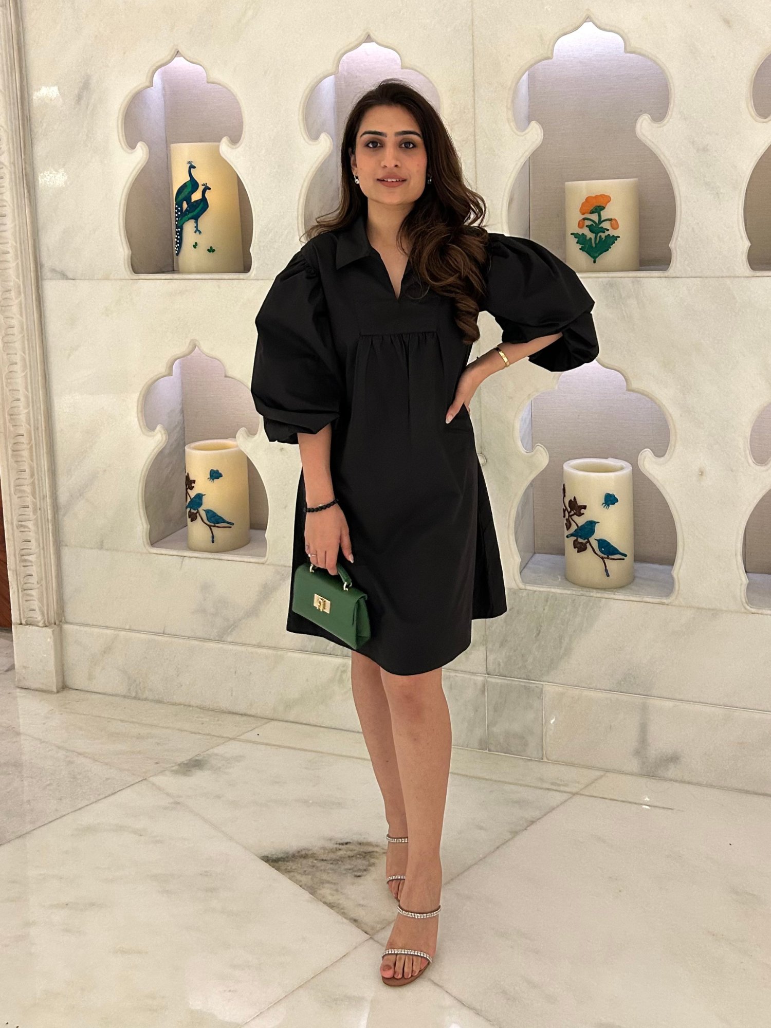 Aperol Poplin Dress in Charcoal