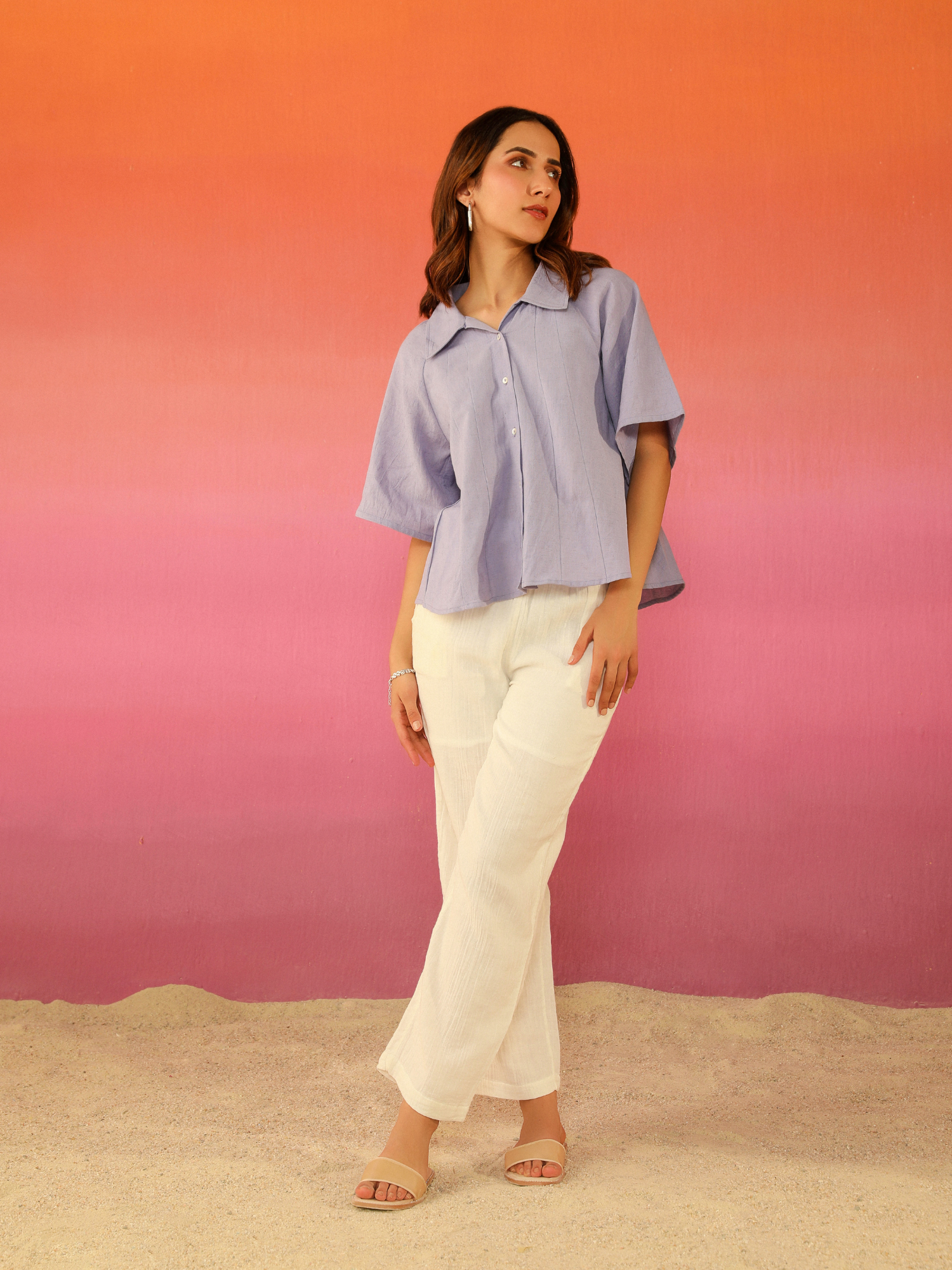 Macaron Linen Shirt in Lavender