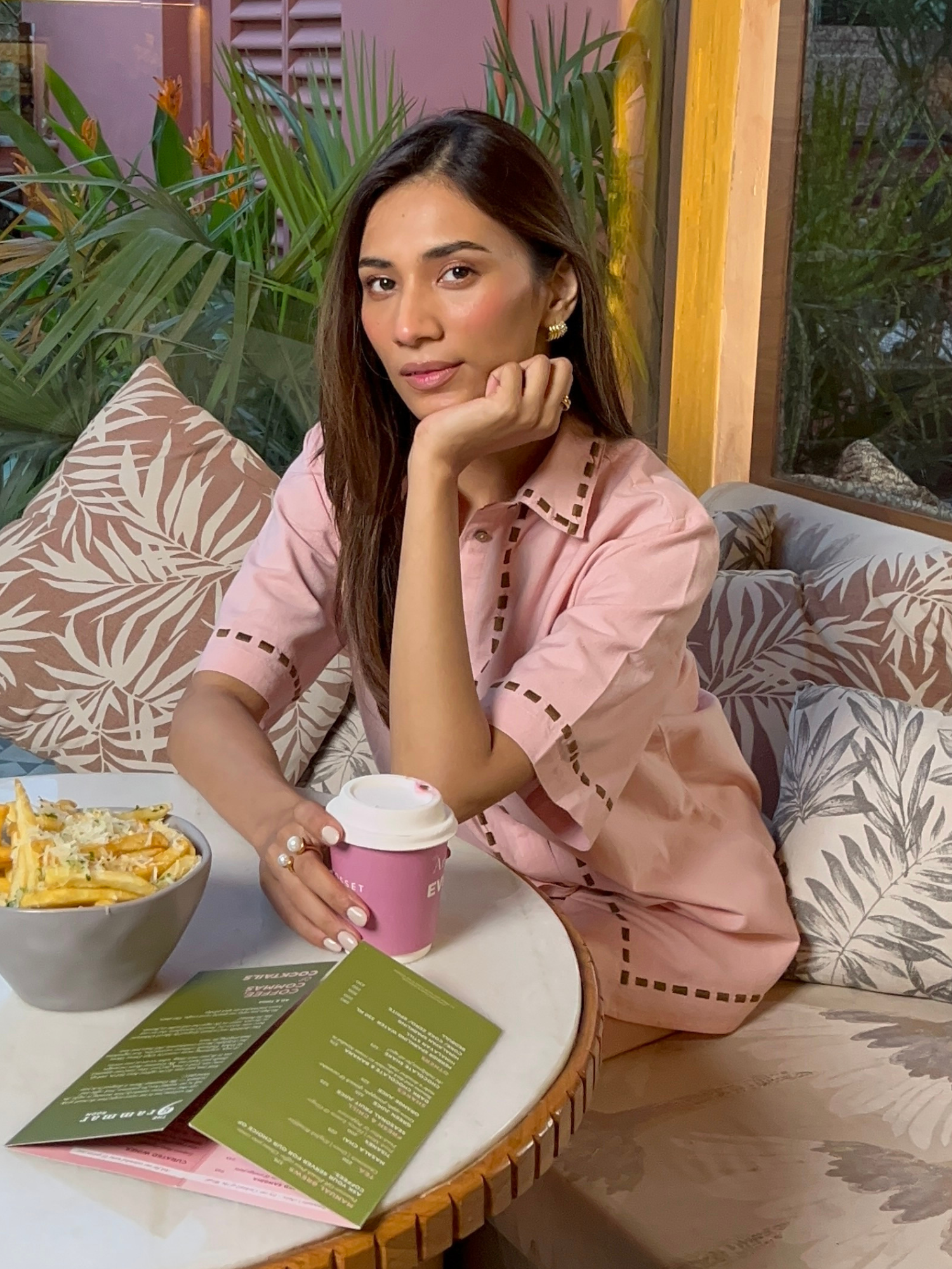 Escape Linen Co-ord Set with Pants in Rose Pink