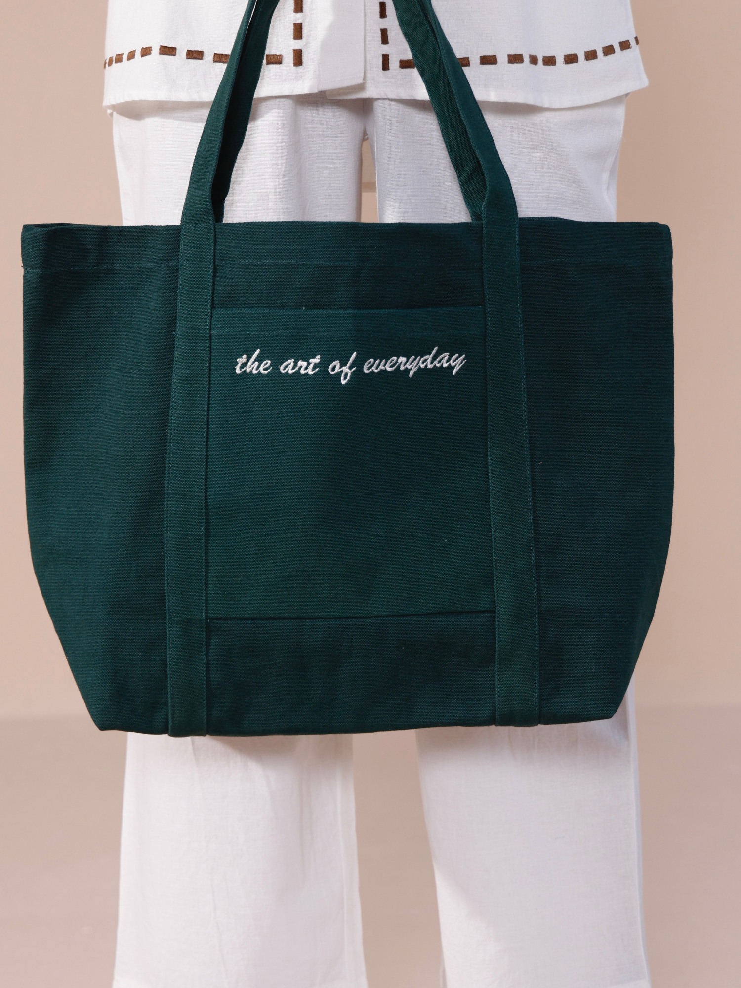 Shop Green canvas tote bag
