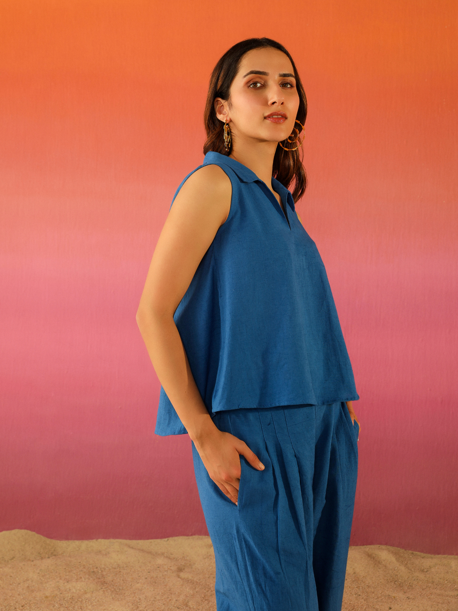 Paloma Linen Co-ord Set in Blueberry