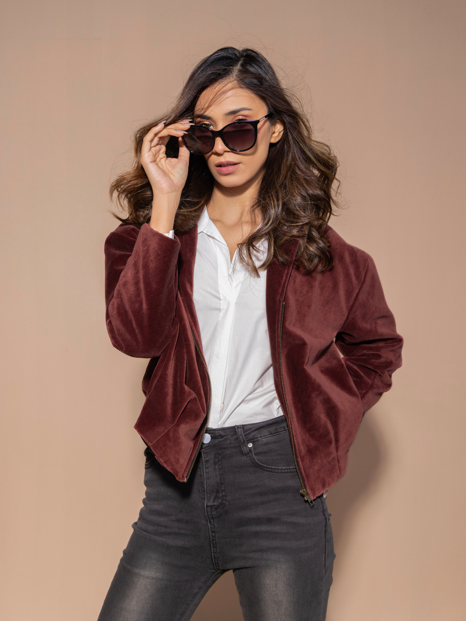 Bomber jacket in brown color women