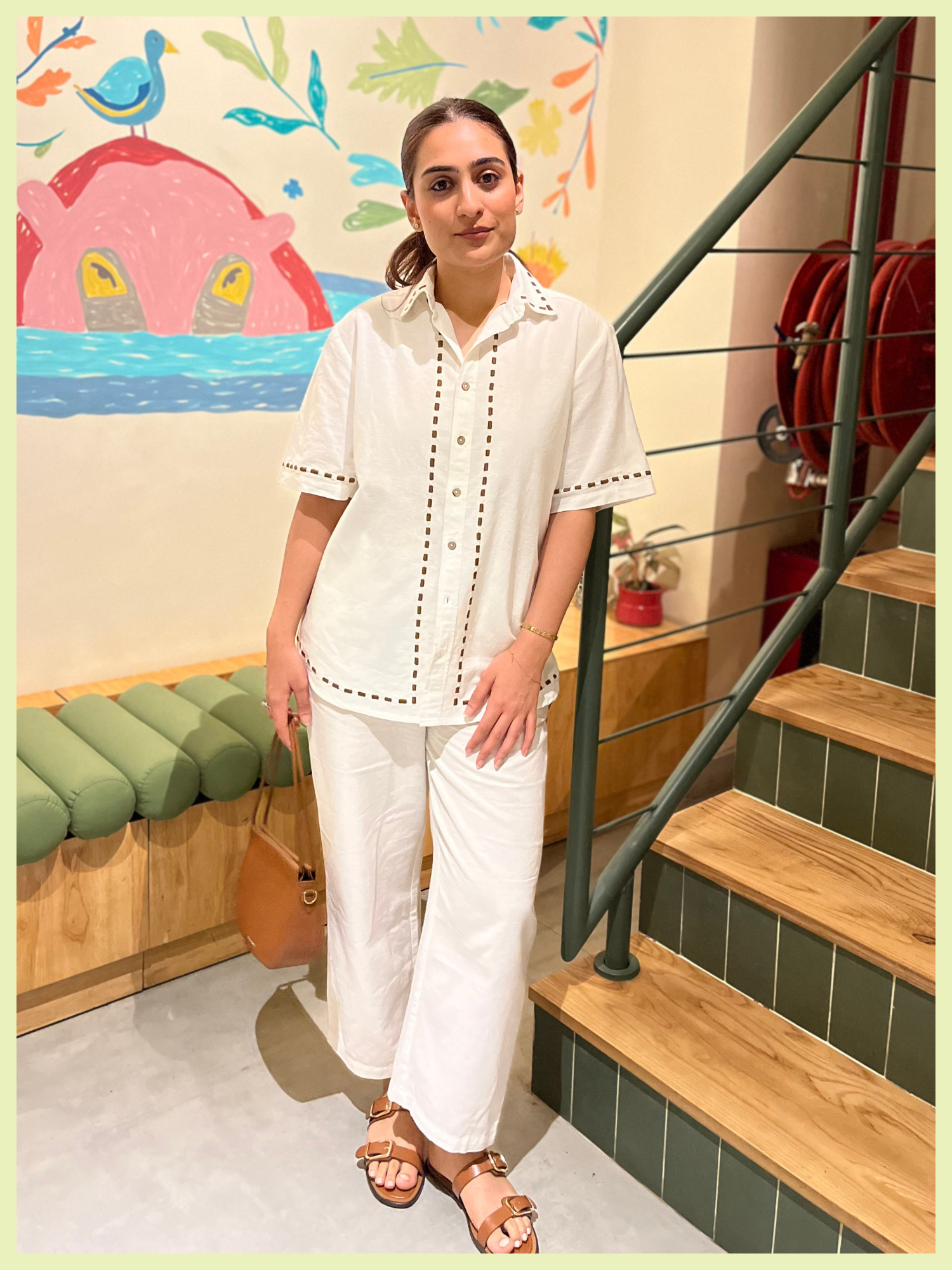 Escape Linen Co-ord Set with Pants in Vanilla