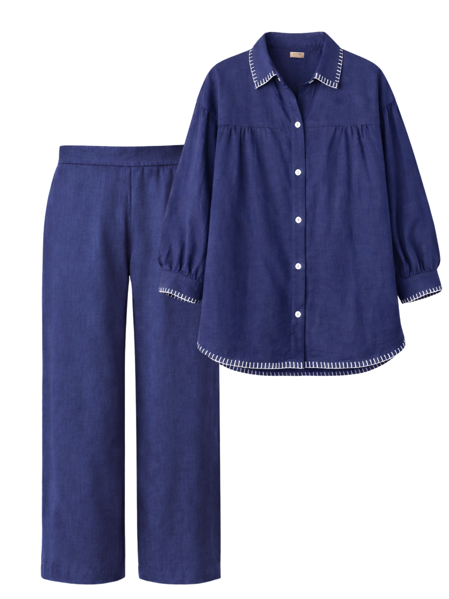 Premium Linen Co-ord Set in Navy Blue