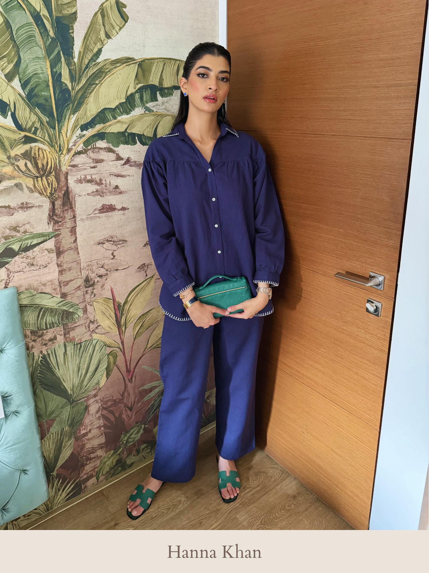 Premium Linen Co-ord Set in Navy Blue