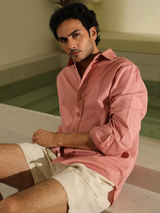 Full Sleeves Linen Shirt in Rose