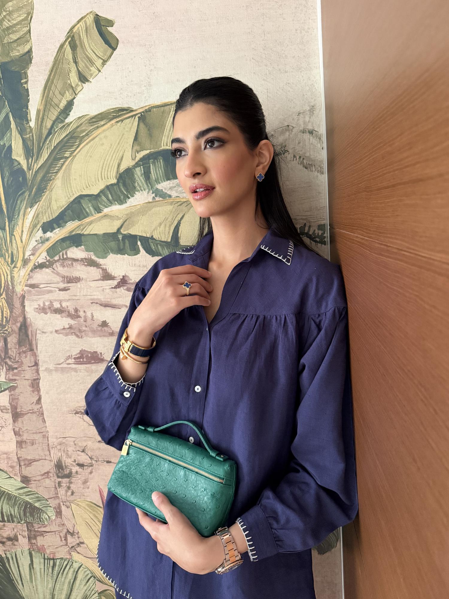 Premium Linen Co-ord Set in Navy Blue