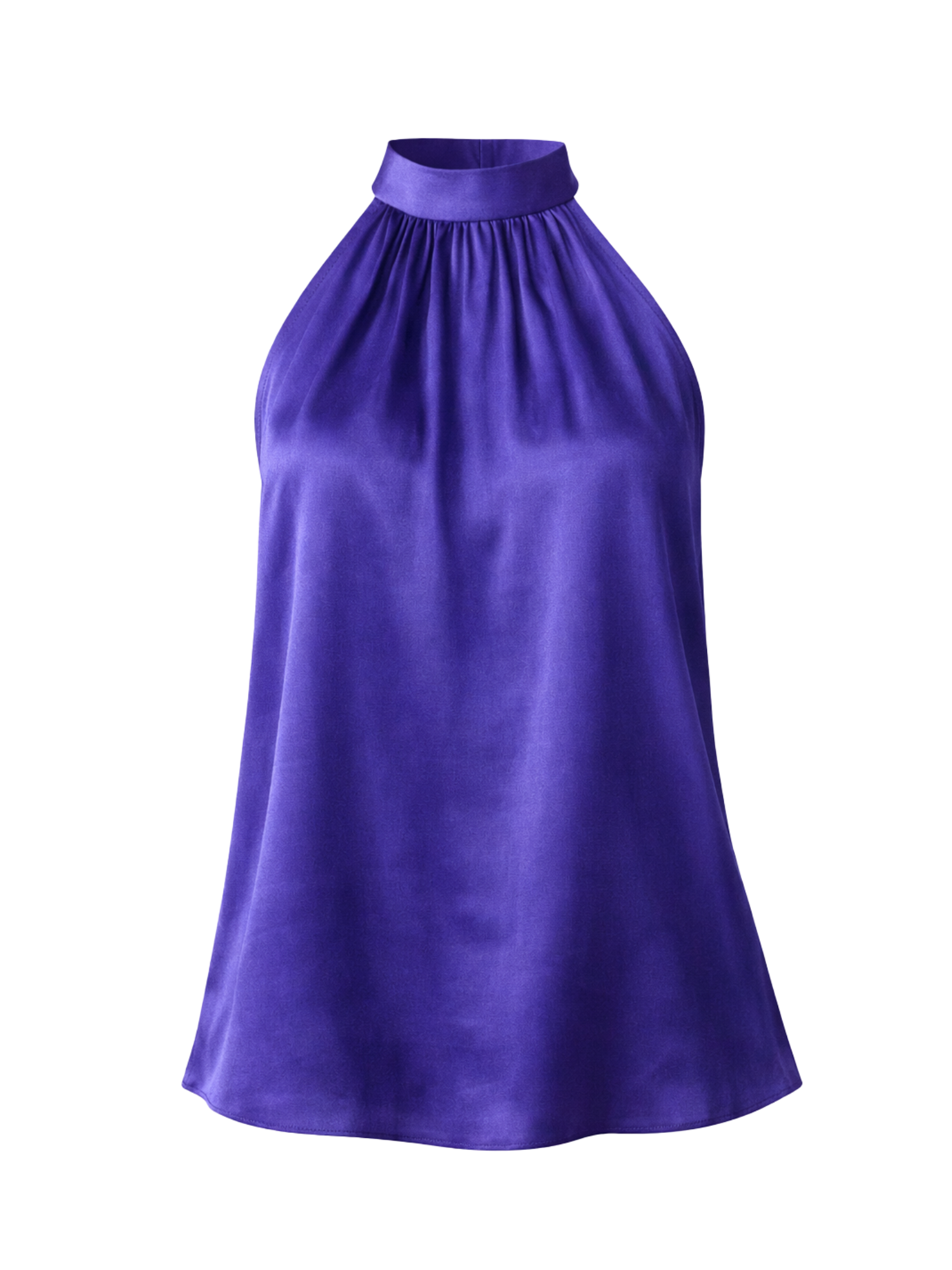 Satin Halterneck Top in Mystic Blue