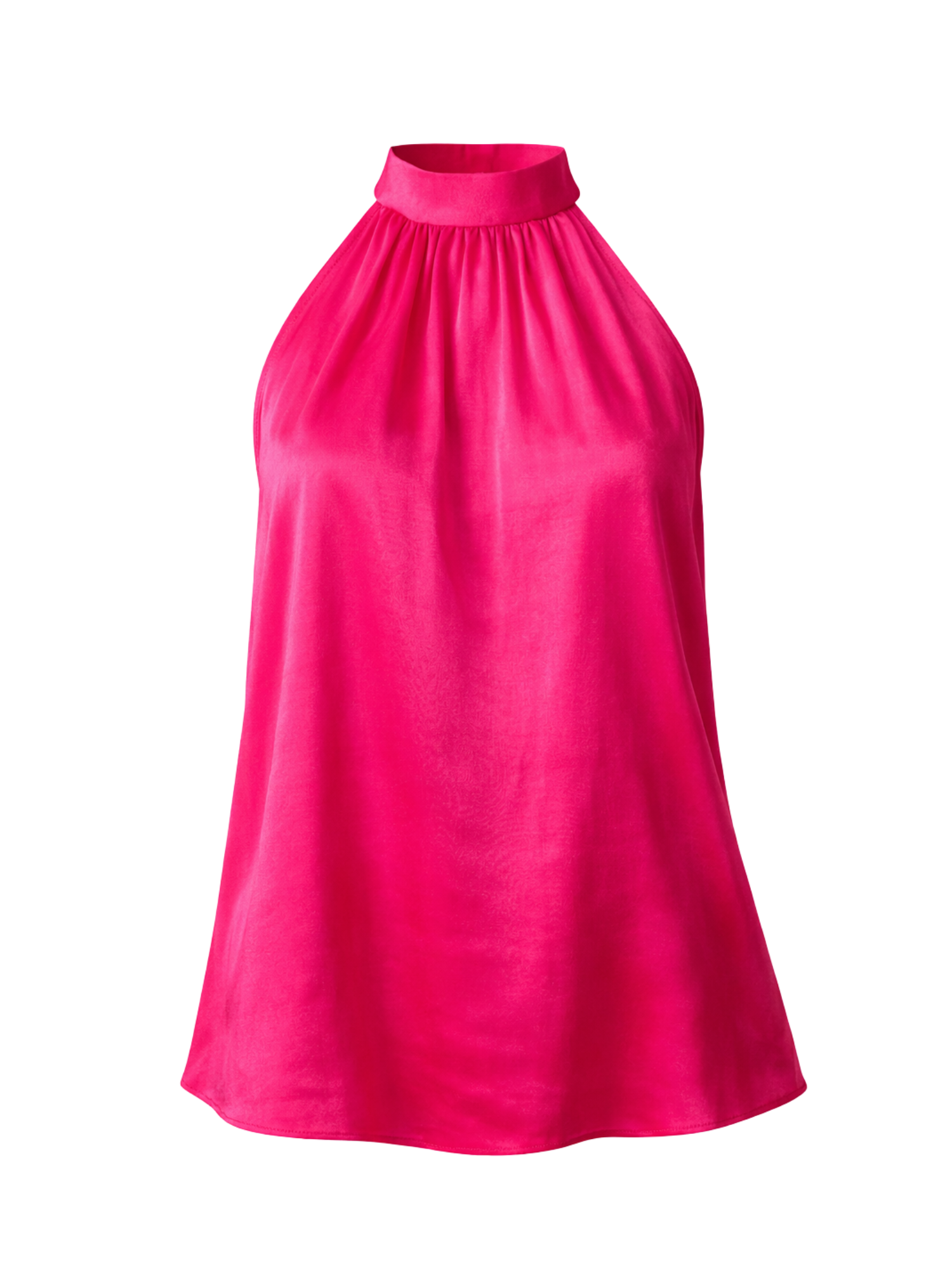 Satin Halterneck Top in Rani Pink