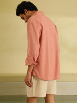 Full Sleeves Linen Shirt in Rose