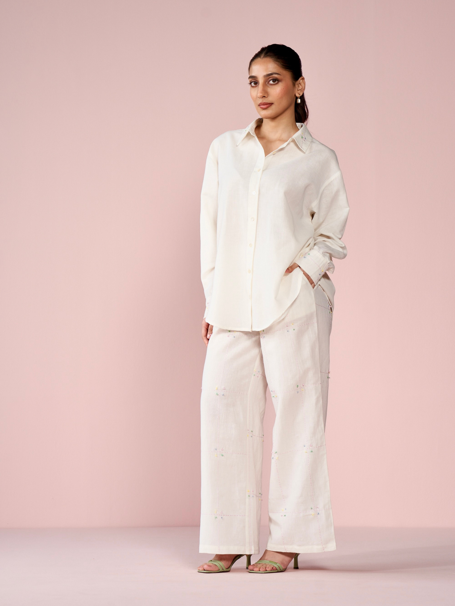 Coast Linen Blend Co-ord Set in Vanilla