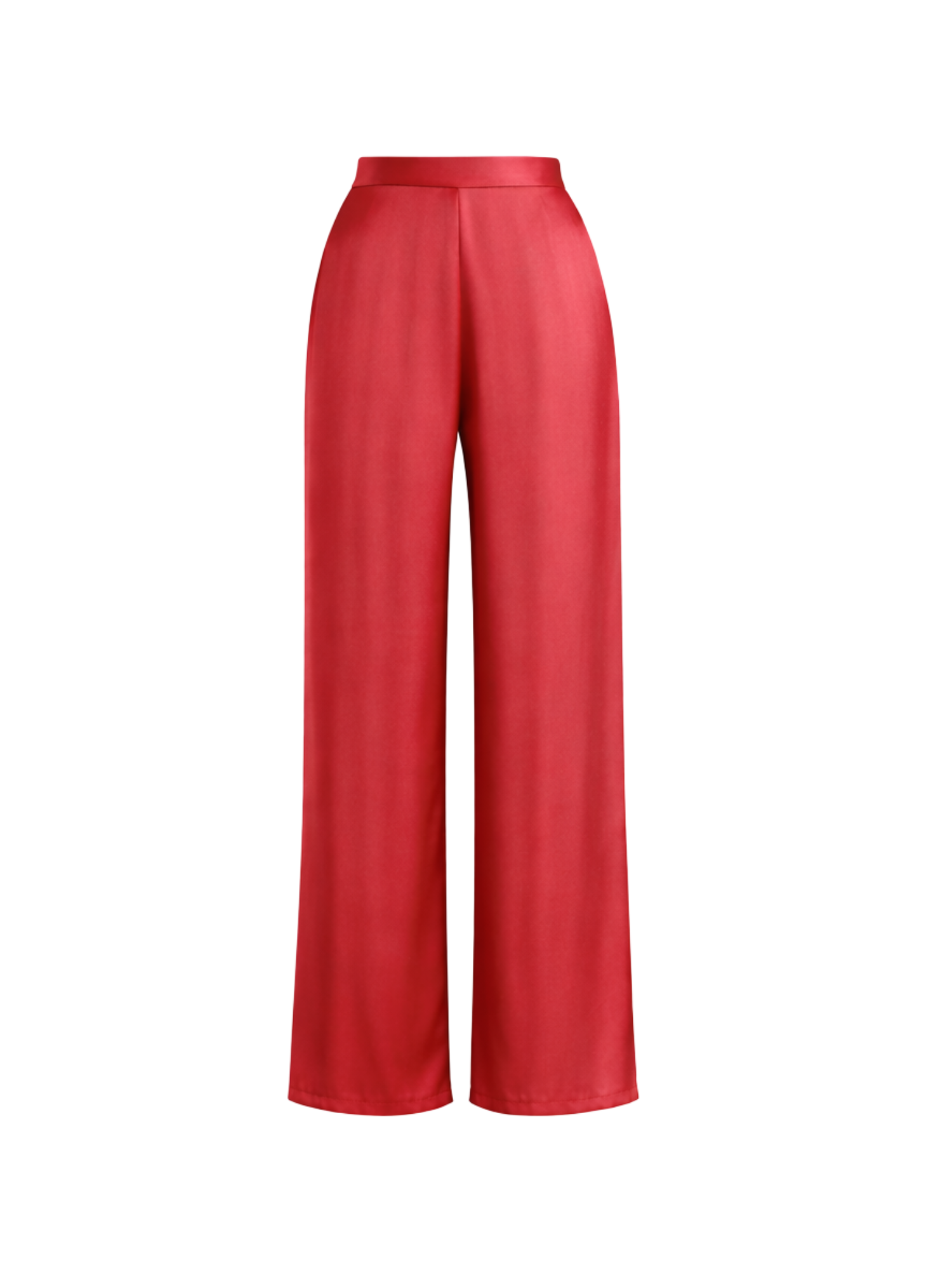 Satin Flowy Pants in Maroon