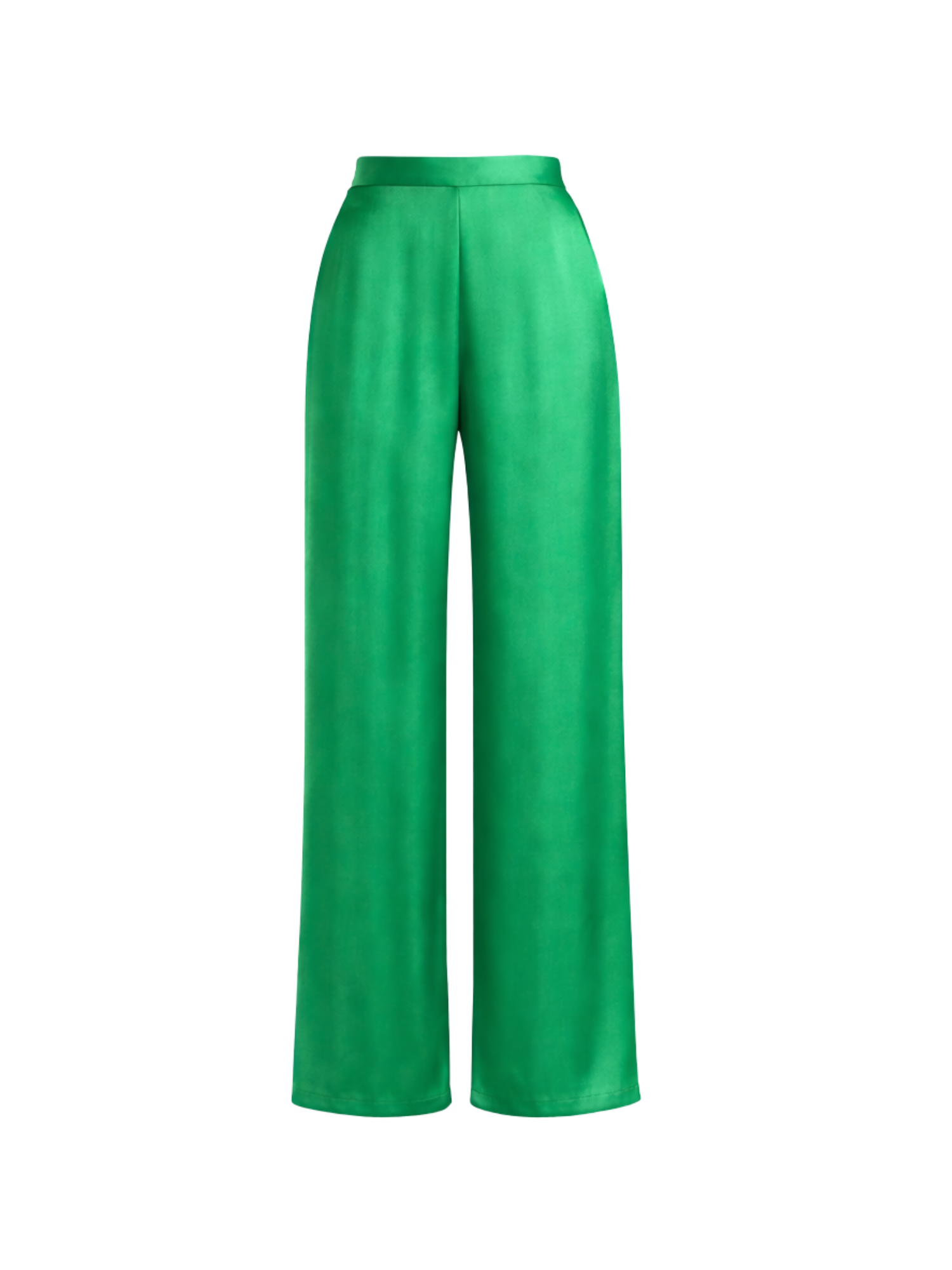 Satin Flowy Pants in Dark Green