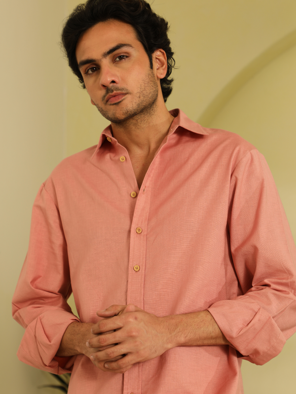 Full Sleeves Linen Shirt in Rose