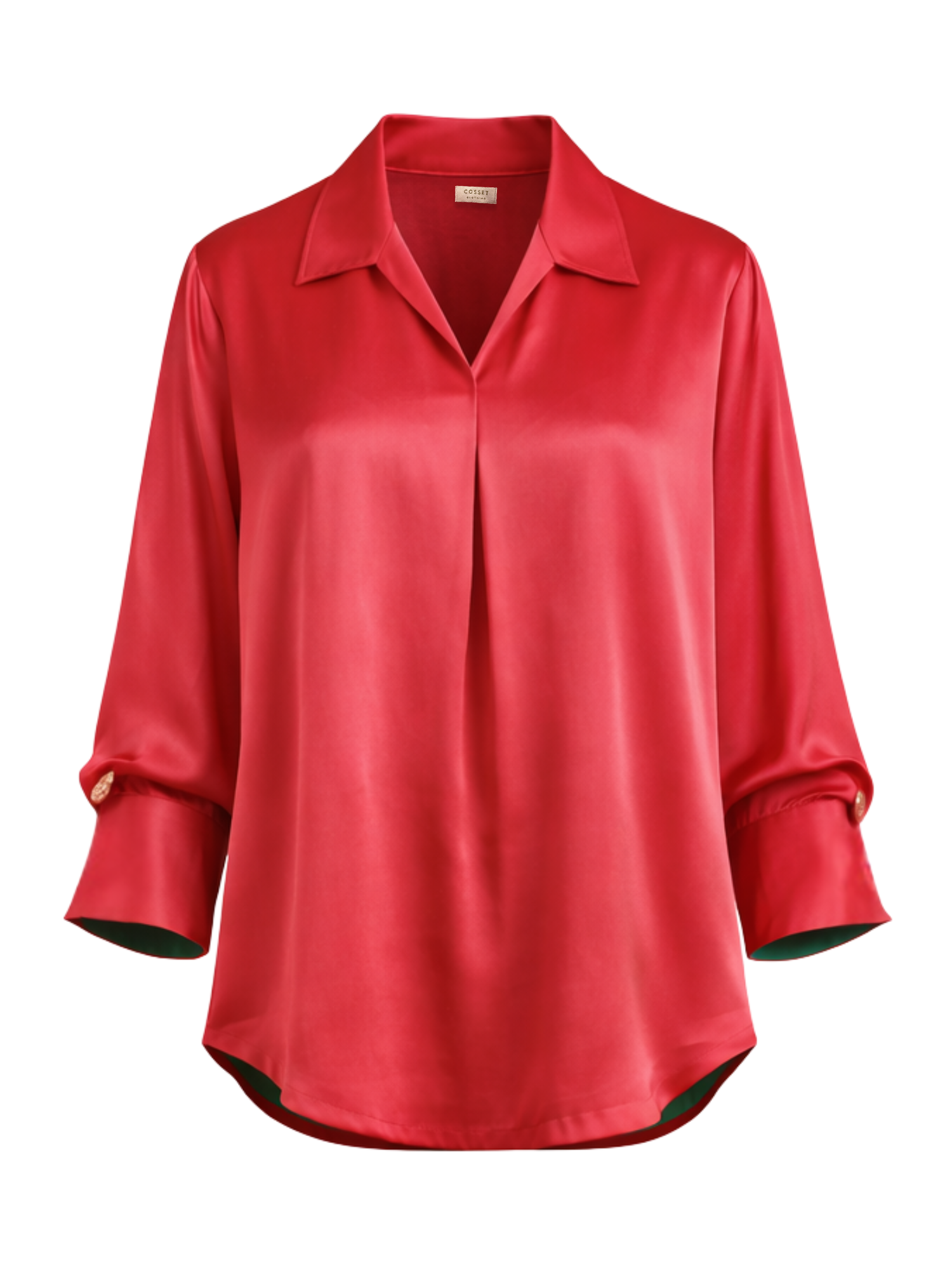 Satin Skipper Collar Top in Maroon