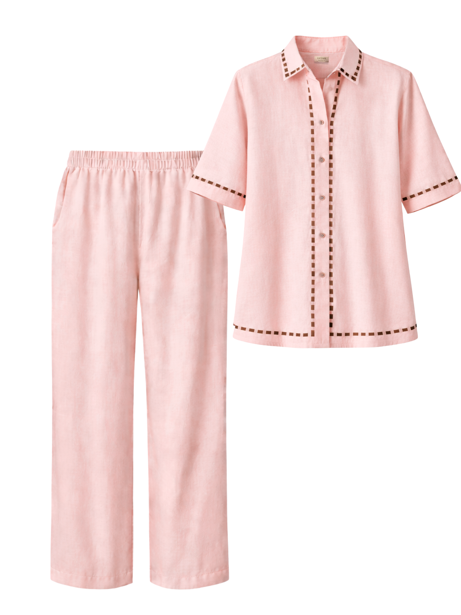 Escape Linen Co-ord Set with Pants in Rose Pink