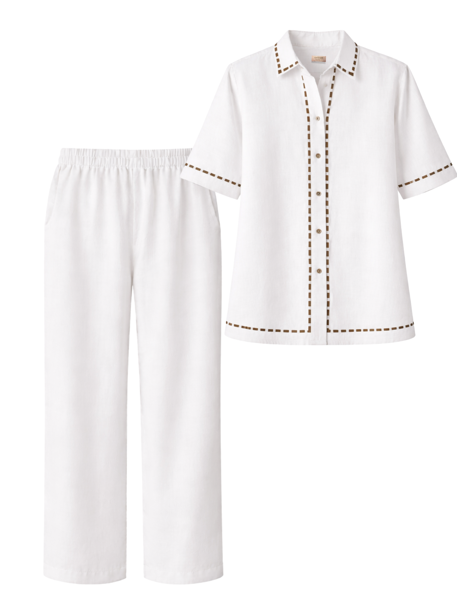 Escape Linen Co-ord Set with Pants in Vanilla