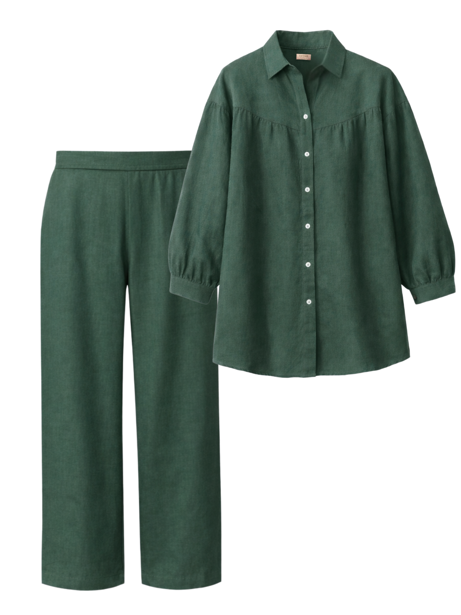 Premium Linen Co-ord Set in Forest Green