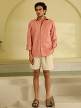 Full Sleeves Linen Shirt in Rose