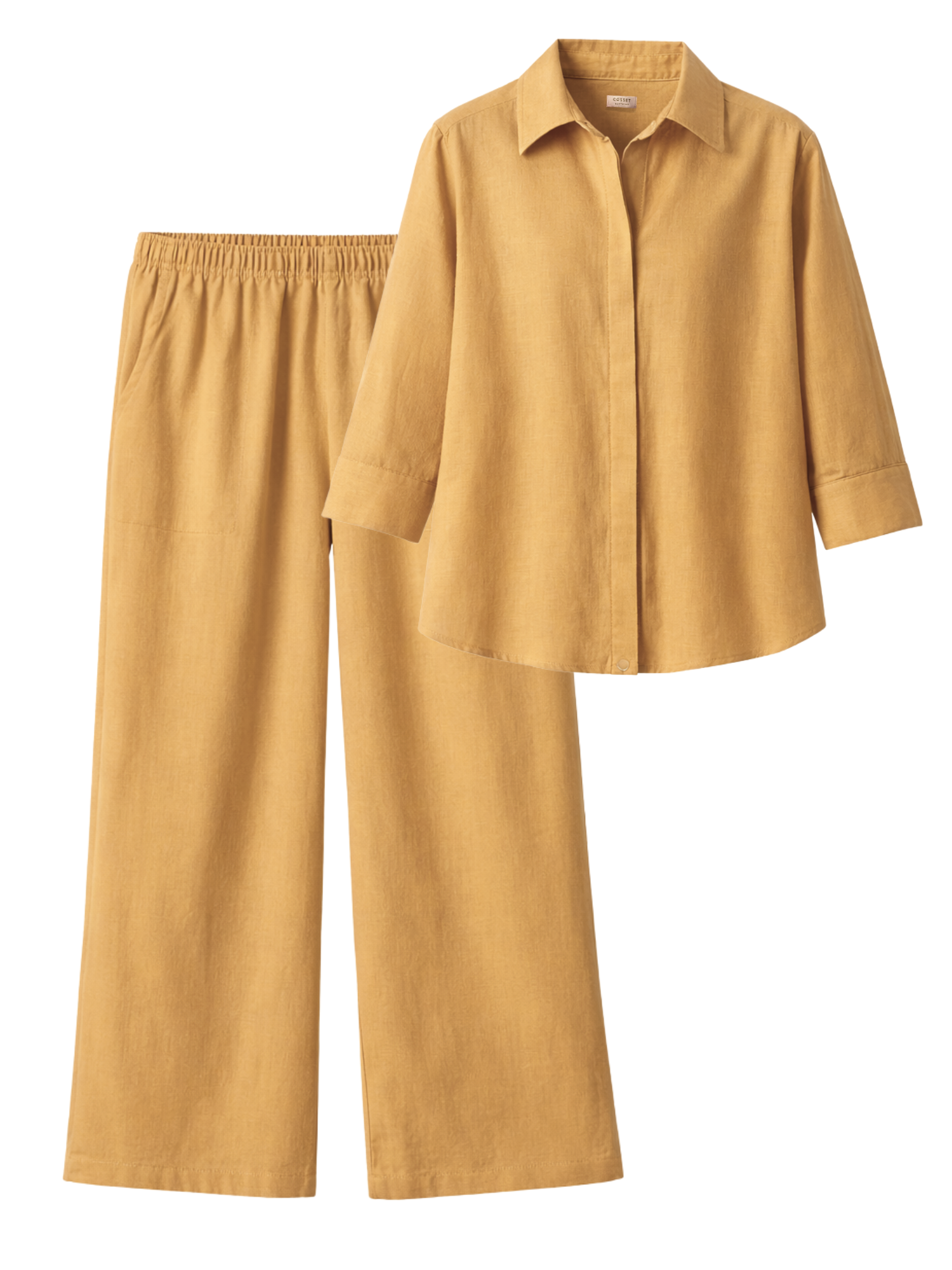 Linen Coord Set with Pants in Caramel