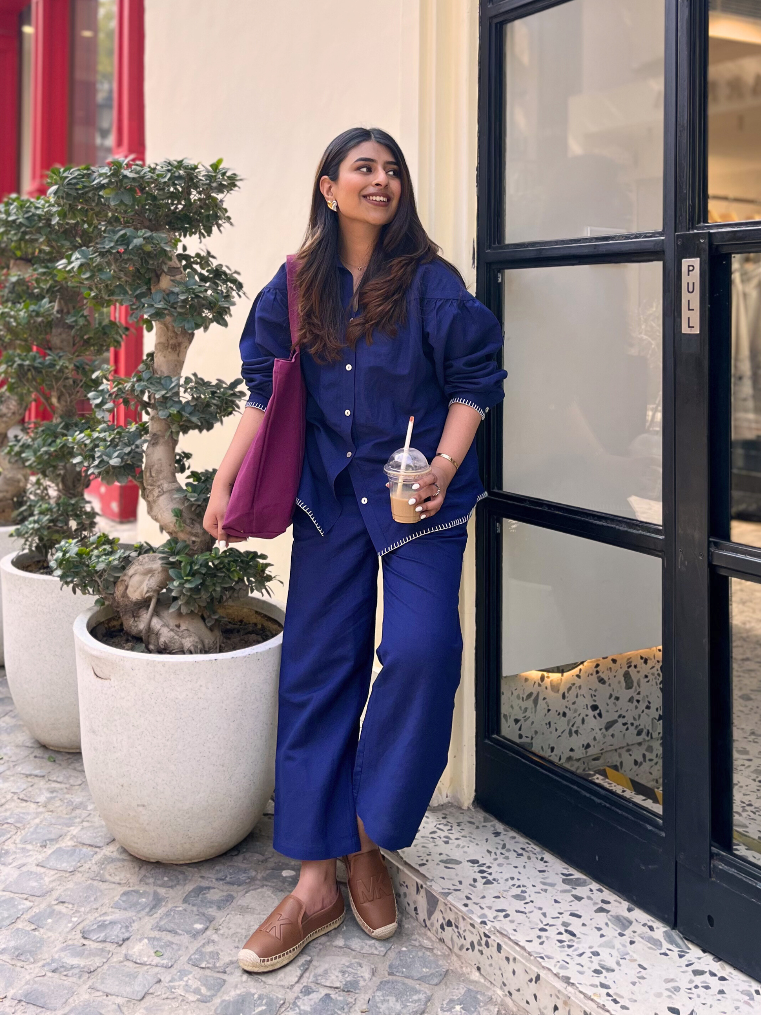 Premium Linen Co-ord Set in Navy Blue