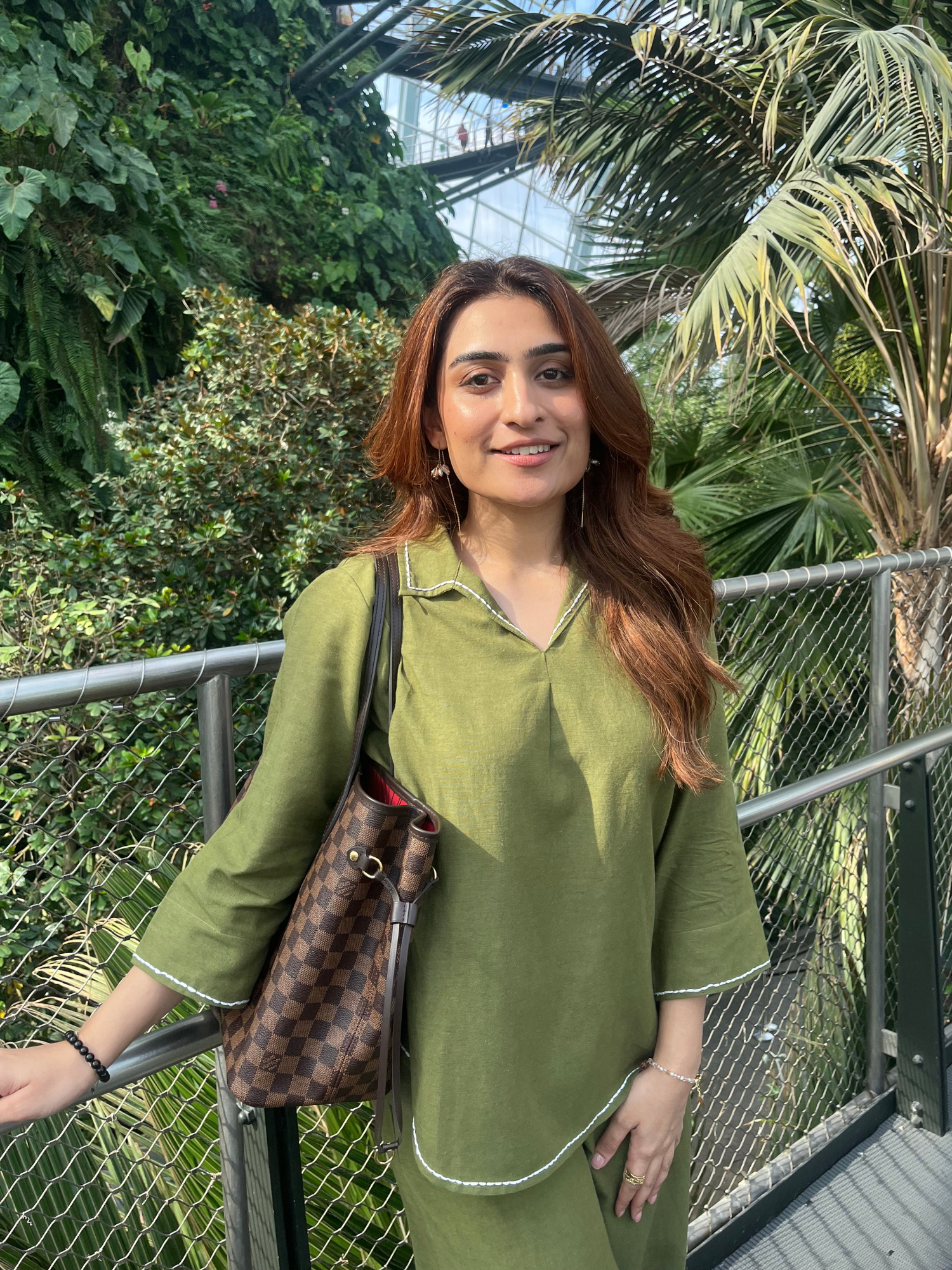Linen Blend Skipper Collar Co-ord Set in Olive