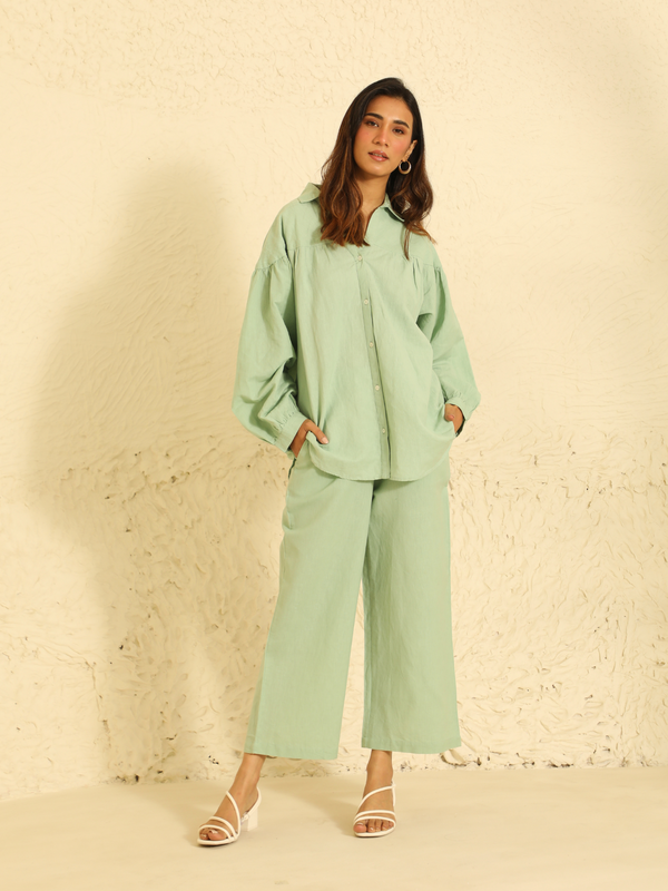 Premium Linen Co-ord Set in Sage Green