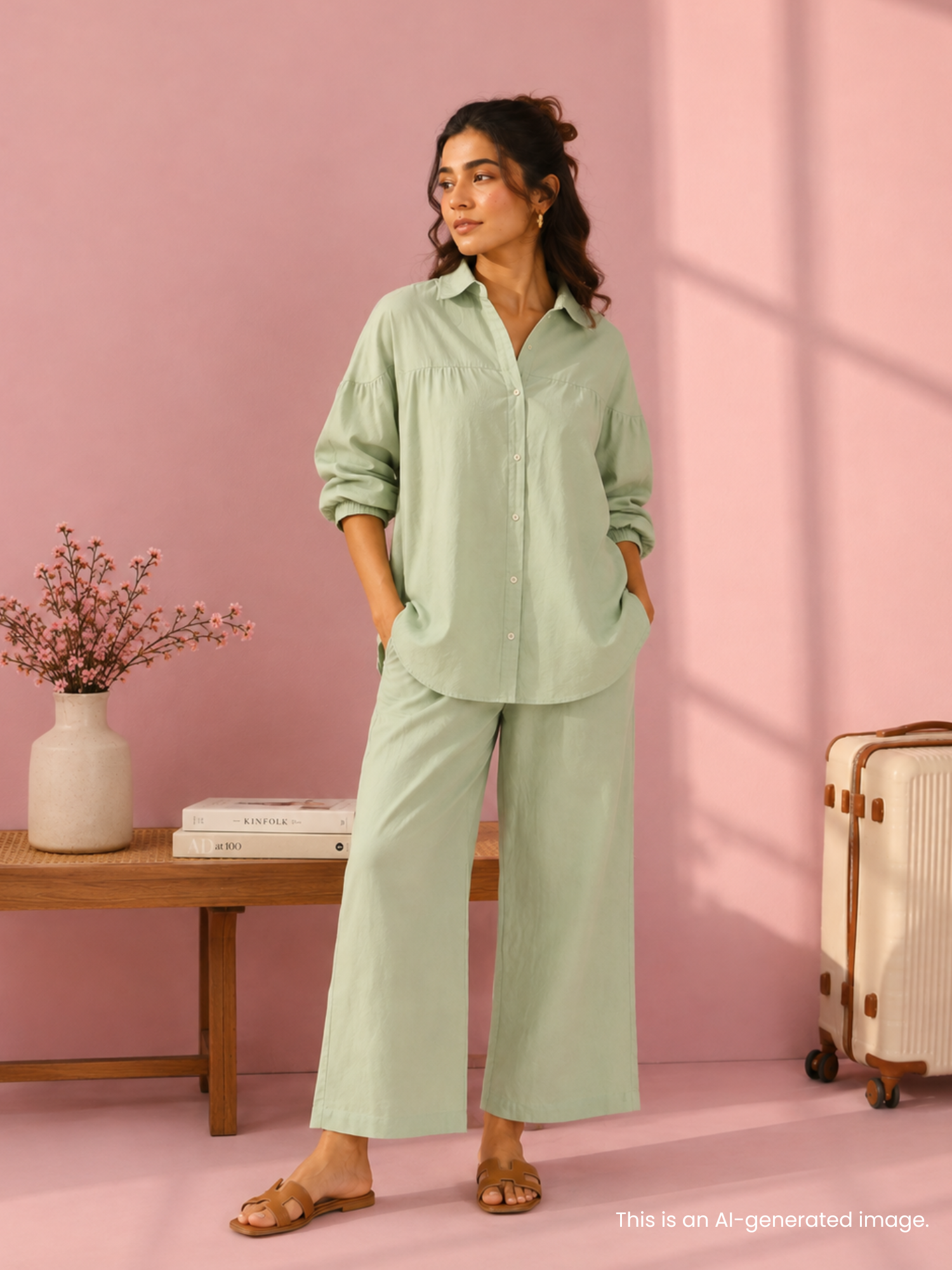 Premium Linen Co-ord Set in Sage Green