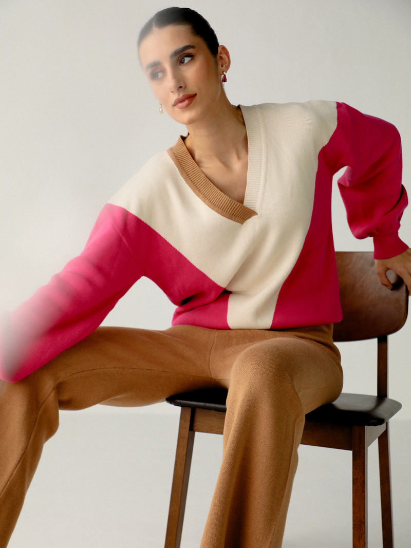 Carrie Woolen V Neck Knitted Sweater