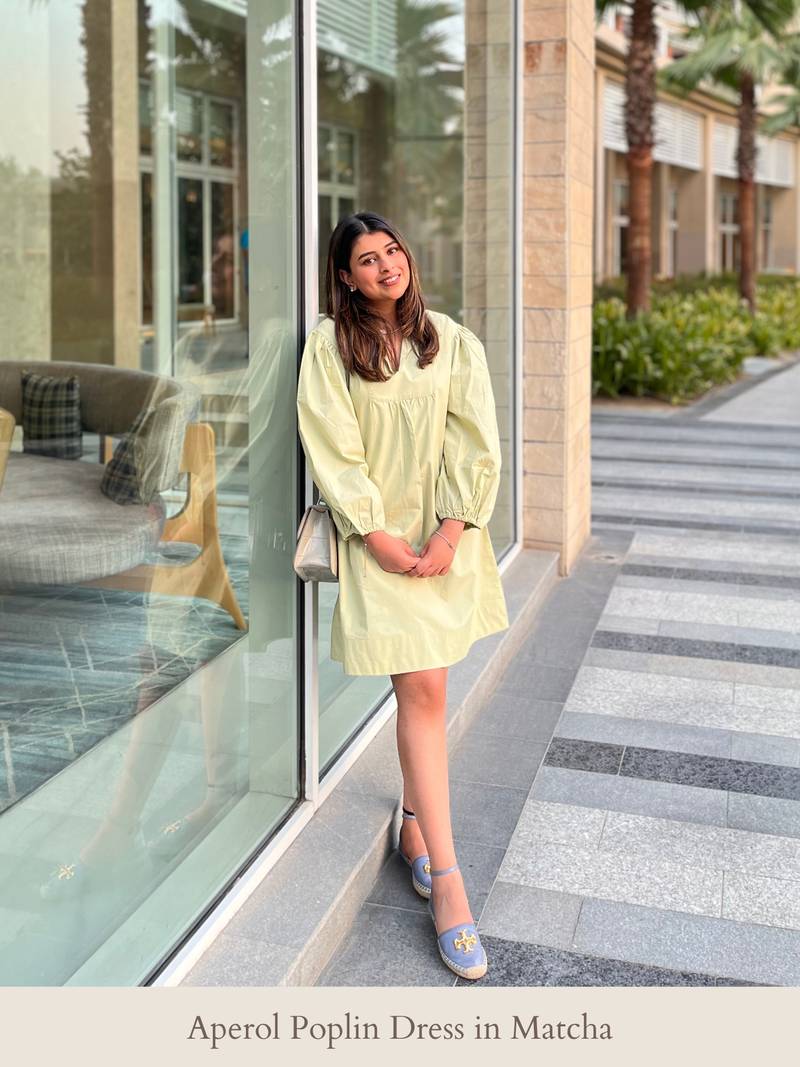 Aperol Poplin Dress in Matcha