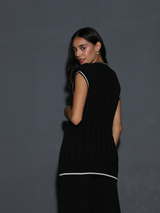Knitted Vest Sweater in Charcoal
