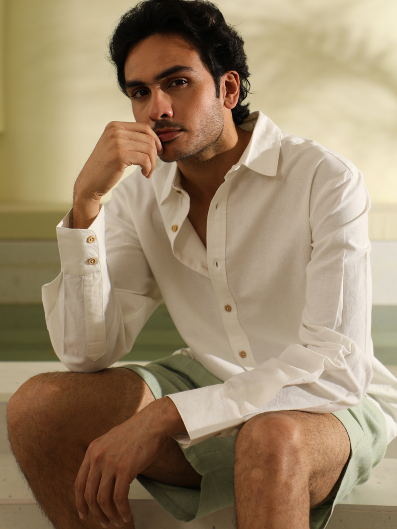 Linen Shorts in Sage Green