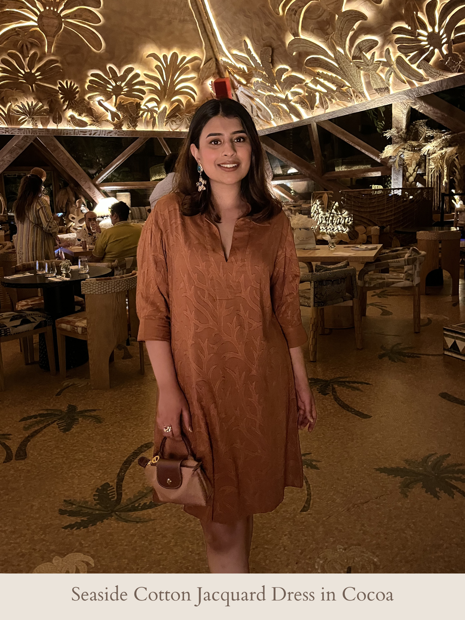 Seaside Cotton Jacquard Dress in Cocoa
