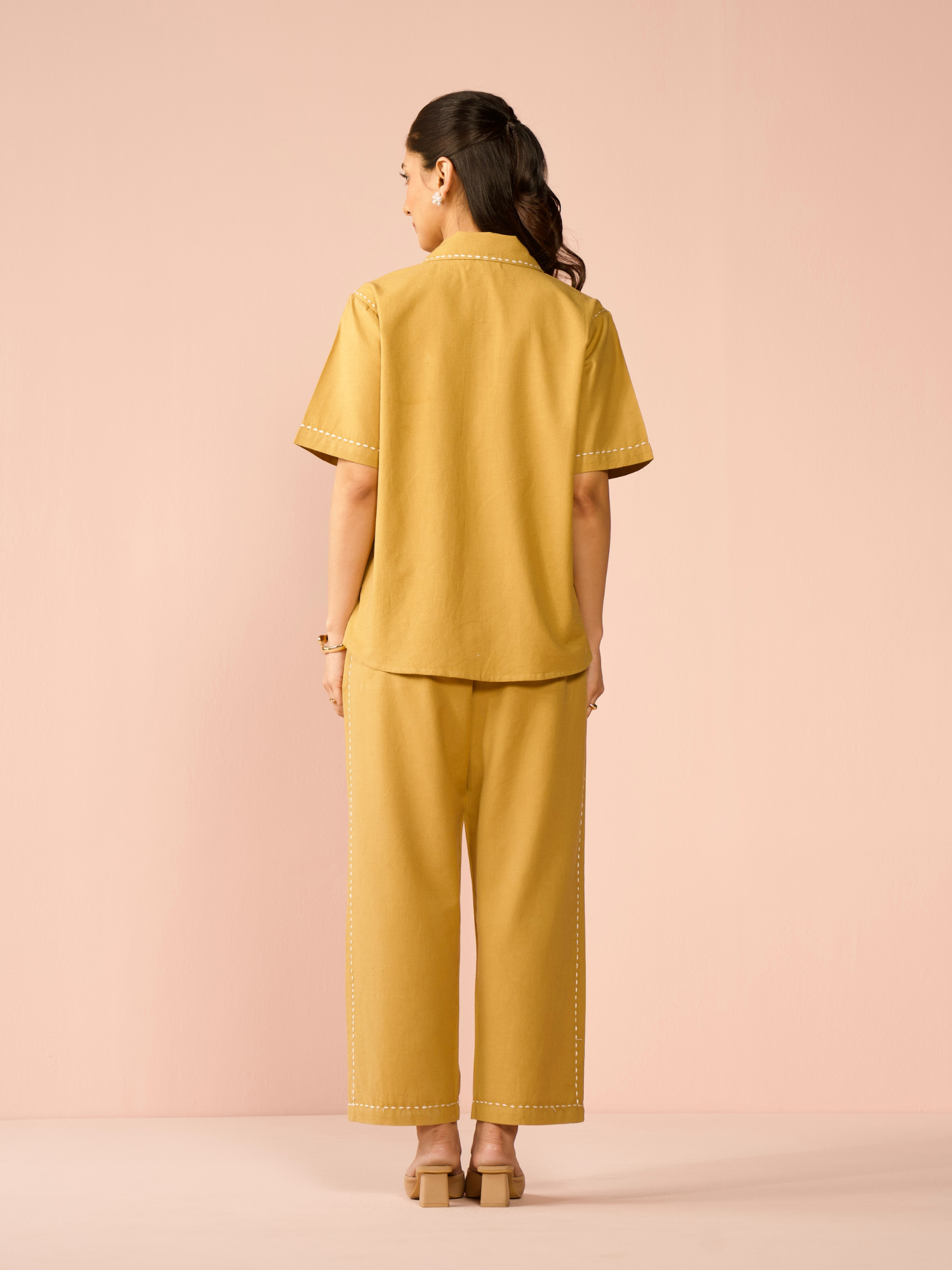 Drift Linen Blend Co-ord Set with Pants in Caramel