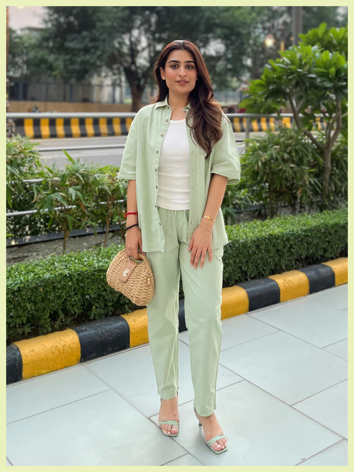 Drift Linen Co-ord Set with Pants in Sage Green