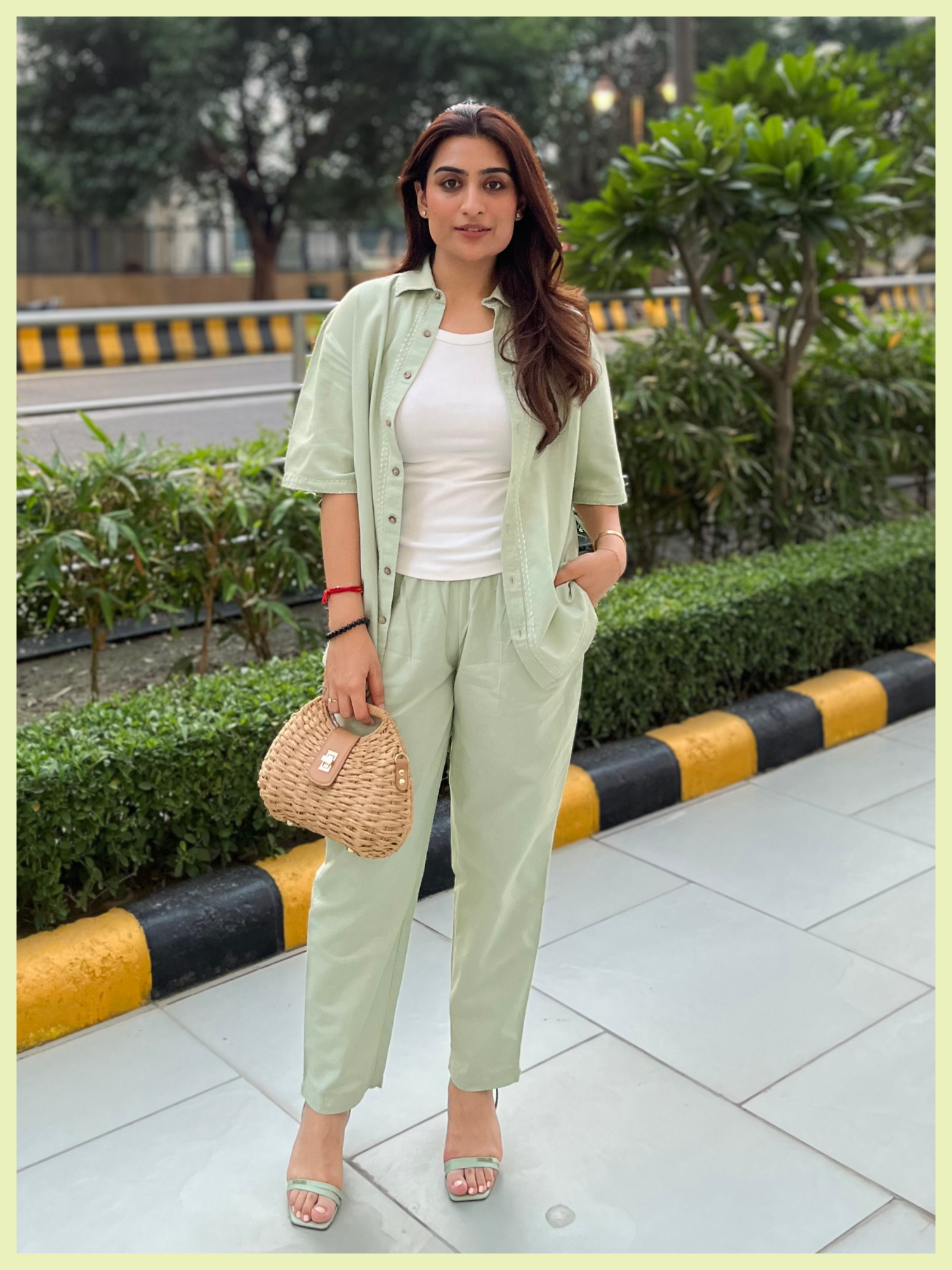 Drift Linen Co-ord Set with Pants in Sage Green