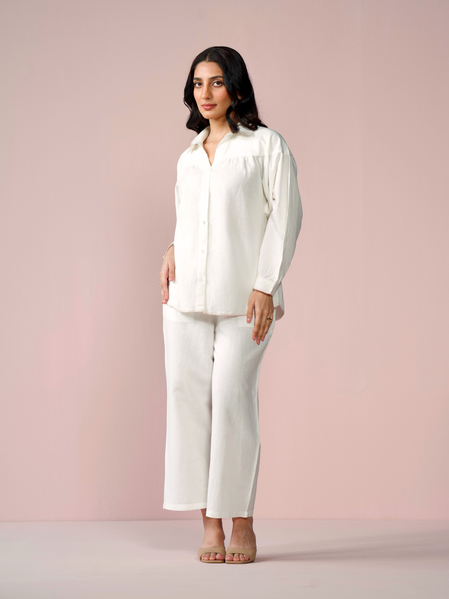 Premium Linen Co-ord Set in Vanilla