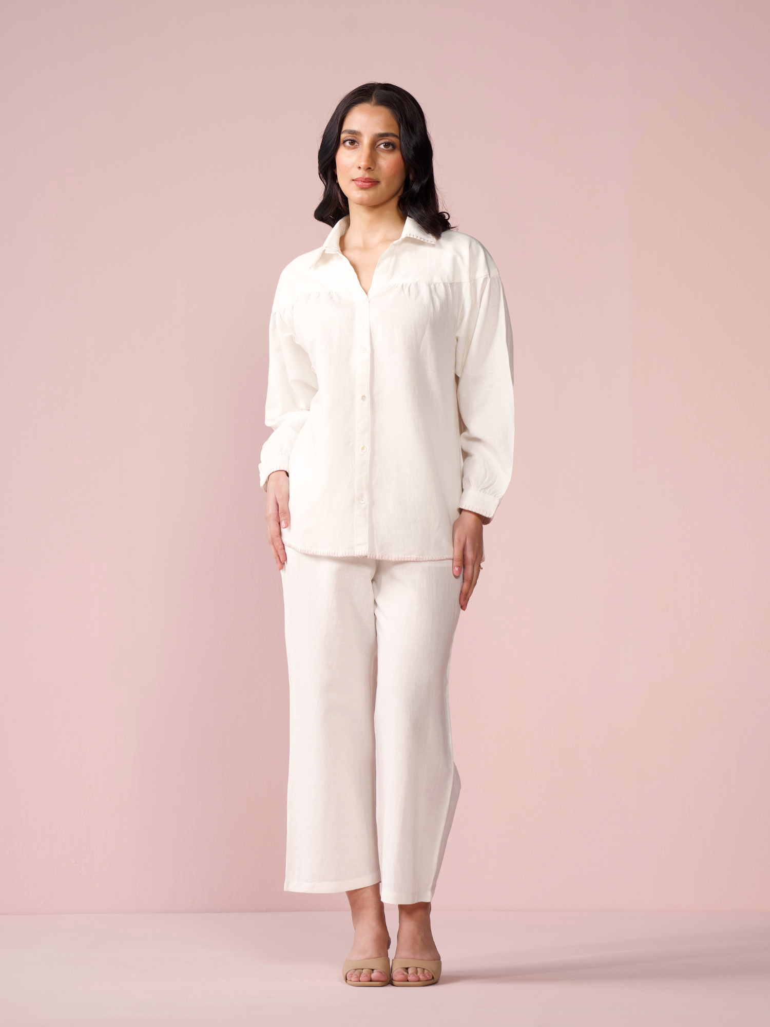 Premium Linen Co-ord Set in Vanilla
